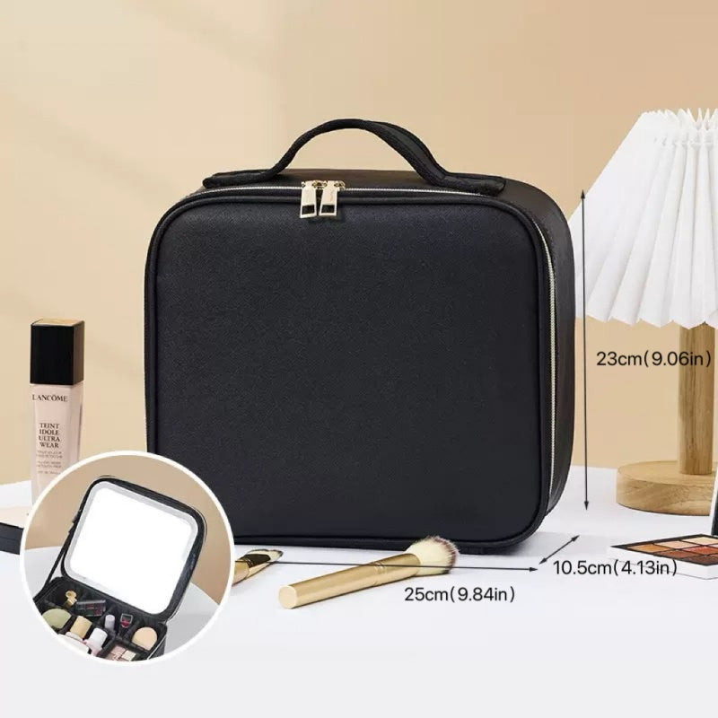 Travel Makeup Bag with Lighted Mirror